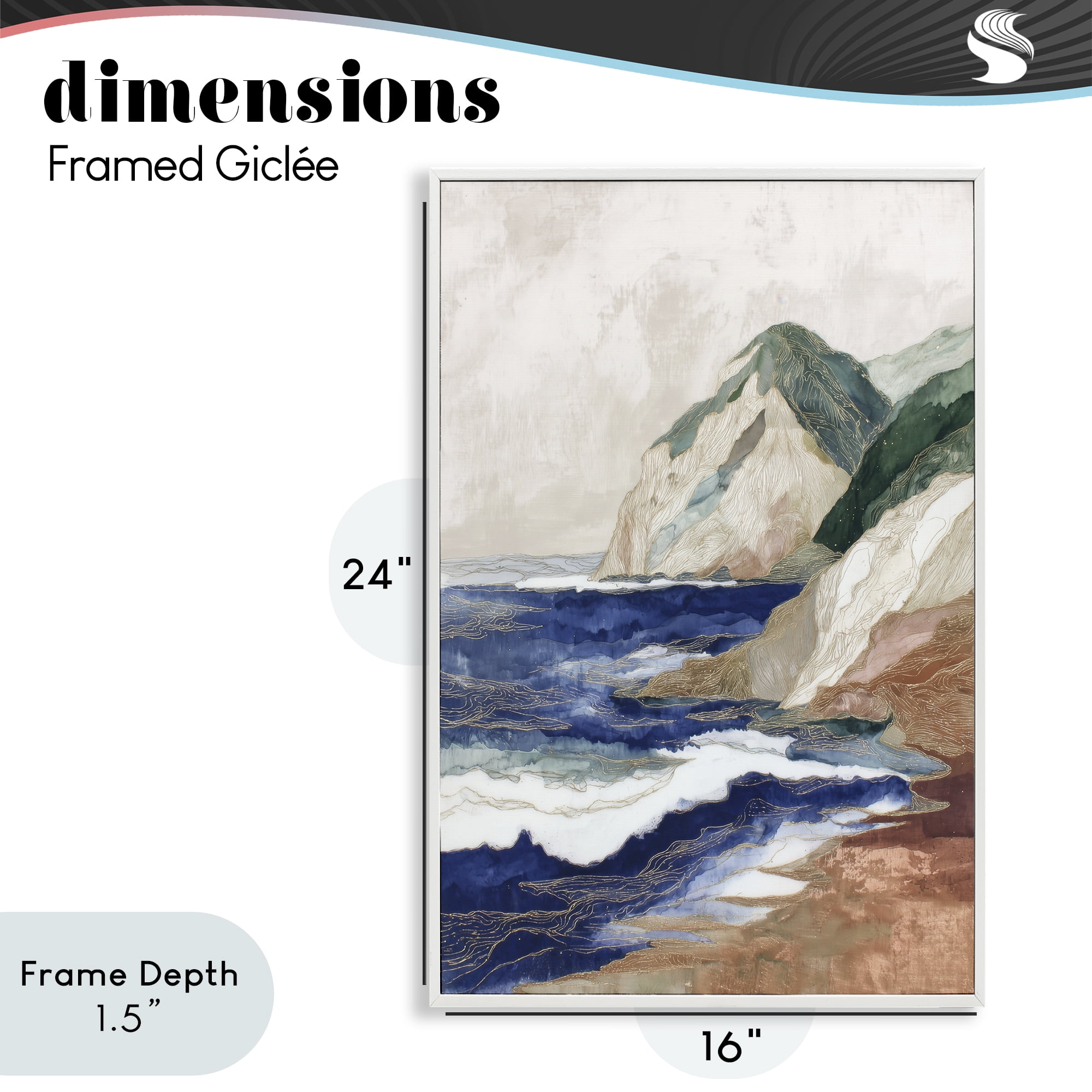 Stupell Industries Cliff Next To The Sea White Framed Giclee Art, design by Chromatic Storm Studio