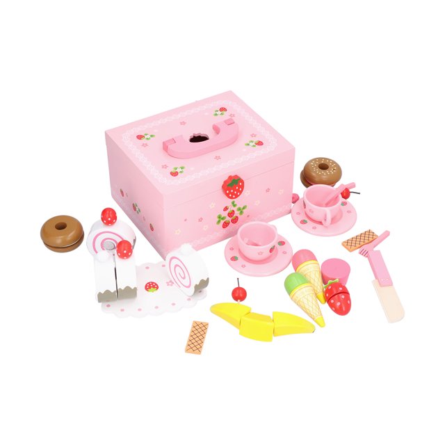 Cake Toy, Dessert Smoothly Polished Pretend Cutting Toy Set Early Learning Simulation With Pink Storage Box For Toddlers Gift For Baby Shower