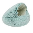 thumbnail image 1 of Camas calmantes para perros y cueva para gatos con funda con capucha, para mascotas pequeñas, cama mullida de piel sintética antideslizante, diámetro exterior 40 cm, 1 of 5