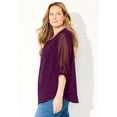 thumbnail image 3 of Catherines Women's Plus Size Petite Swiss Dot Tie Sleeve Blouse, 3 of 6