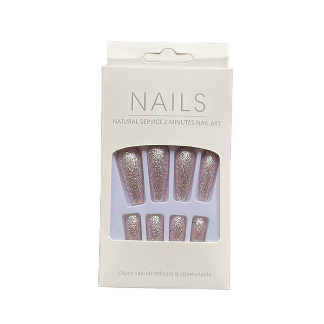 1 Set French Tip Press on Nails Solid Color Extra Long Artificial Detachable Full Cover Salon DIY Manicure Kit for Girls H33-mixed pink