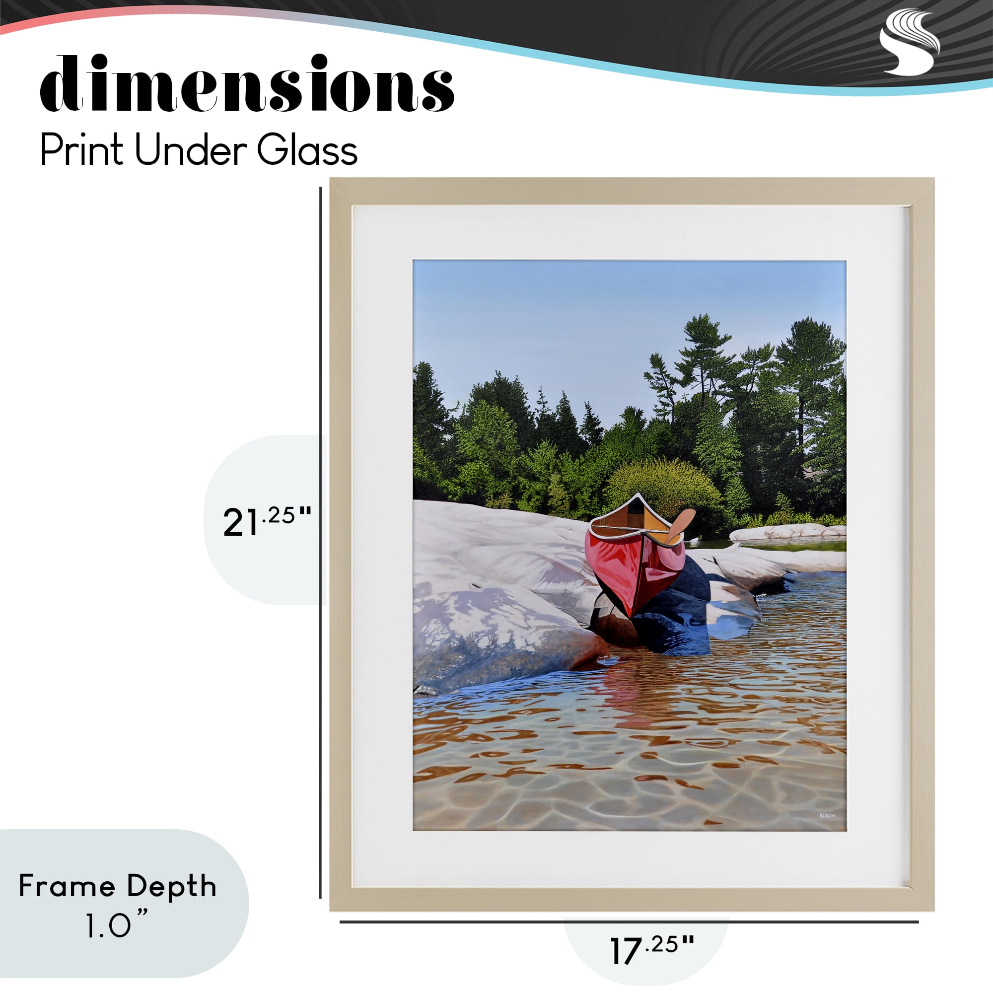 Stupell Industries Canoe at Water's Edge Birch Framed Print Under Glass, design by Kenneth M Kirsch