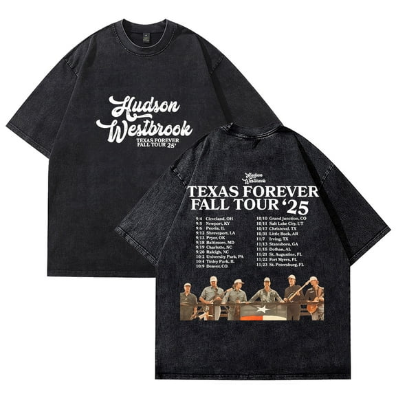 Hudson Westbrook Texas Forever Fall Tour 2025 Washed Cotton Tee Women Men Short Sleeve Casual Streetwear T-shirt