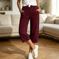 thumbnail image 5 of Tsesme Corduroy Capris for Women Drawstring Elastic Waist Cropped Trousers with Pockets Fall Loose Fits Comfy Bottom Daily Wear, 5 of 8