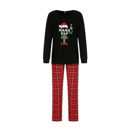 

Fanvereka Christmas Family Matching Pajamas Elf Print Tops with Plaid Pants Set