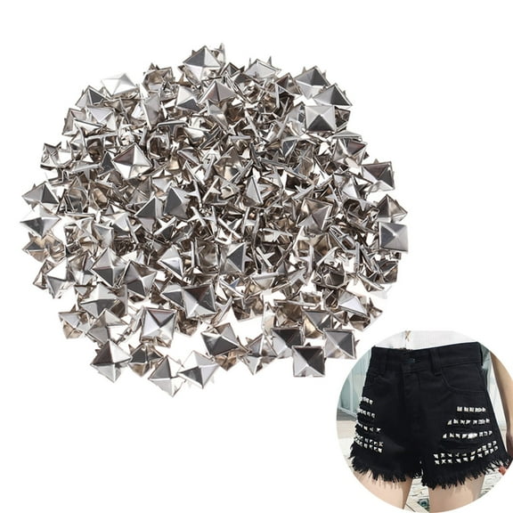 USHOBE 200Pcs Punk Style Rivets Silver Studs for Shoes and Belts Decorative