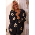 thumbnail image 6 of Women's Black Floral Print Knitted Open Front Loose Cardigan - [ZhiHiMeRi] | (US 12-14)L, 6 of 10