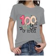 thumbnail image 5 of IROINNID Women's Casual Fashion T-shirt Short Sleeve Happy 100th Day Of School Printed Round Neck Tops, 5 of 7