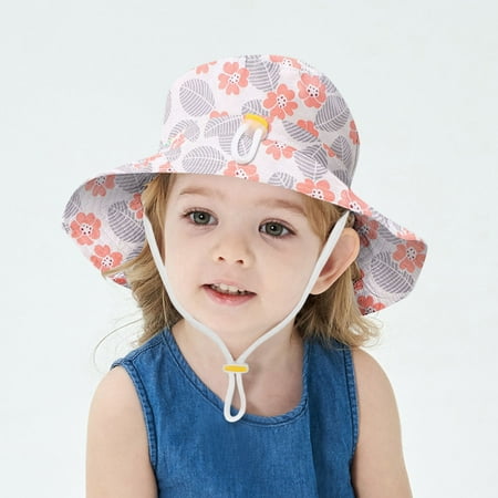 

nsendm Sun Outdoor Spring Cute Chin Strap Hats Adjustable Kids Sun Bucket Beach Hat Summer Cartoon Cap Kids Hats & Snow Sweater Hat D One Size