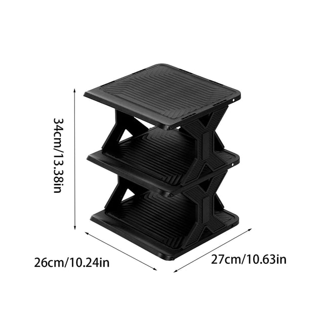 Small Shoe Rack Corner Storage Cabinet Plastic 27 cm x 26 cm x 16.5 cm Black Easy To Install Removable Washable