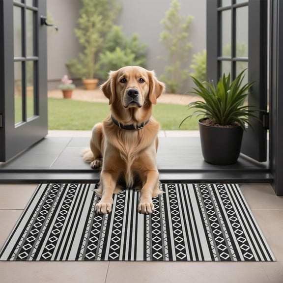 Bohemian Retro Floral Non-Slip Entryway Door Mat,Boho Indoor Decor Durable Low Plush Door Mat,Washable Welcome Rug for Patio Hallway Home Decor 20x32 Inches