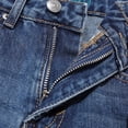 thumbnail image 5 of Kids High Waist Straight Leg Jeans, Dark Blue Denim Pants with Rolled Cuffs Blue 120, 5 of 7