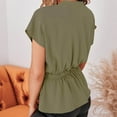 thumbnail image 6 of Women's Wrap Peplum Top Blouse Tie Waist Short Sleeve Solid Color Button Down V Neck Belted Summer Shirts T Shirts, 6 of 7