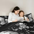 thumbnail image 5 of Homewish Spooky Gothic Skull Bedding Comforter Set,Retro Damask Print Twin Comforter Sets,White Black Bedding Set For Men Women,Ultra Soft Home Decor Reversible,2 Pieces, 5 of 8