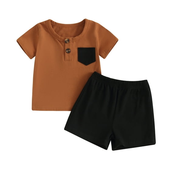 Bagilaanoe 2pcs Toddler Baby Boy Shorts Set Short Sleeve T Shirt Tops Shorts 6M 12M 18M 24M 3T Kids Casual Summer Clothes