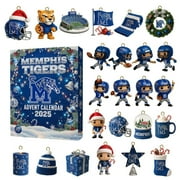 Memphis Tigers football 2D Christmas Advent Calendar Mystery Collectible Toy Set Xmas Tree Ornaments 24 Pairs Blind Box Funny Figure New Year Holiday Party Decor