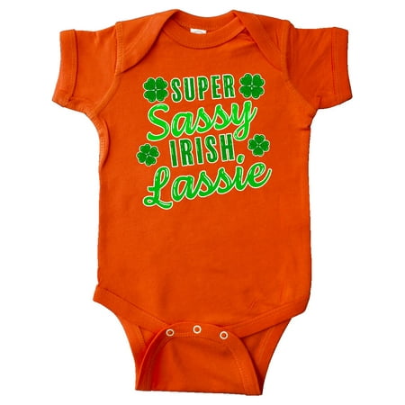 

Inktastic Super Sassy Irish Lassy with Green 4 Leaf Clovers Gift Baby Boy or Baby Girl Bodysuit
