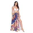 thumbnail image 2 of FORMRS Womens Long Sarong Beach Wrap Semi-Sheer Bikini Skirt Bathing Swimsuit Cover Up, Colorful Abstract Eagle, 2 of 7