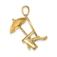 thumbnail image 2 of 14K Yellow Gold 3D Beach Chair with Umbrella Charm, Polished, 22.9 mm, 2 of 7