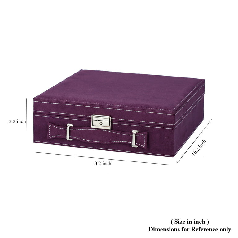 Shop LC Women Purple Jewelry Organizer Box Faux Velvet Tarnish 2 Layer  Portable Jewelry Box Storage Necklace Earrings Rings Travel Jewelry Case  Birthday Mothers Day Gifts for Mom 