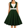 thumbnail image 1 of Robes pour Femmes 2024 Été Robe Ample Couleur Contrastée Sans Manches Col en V Robe Aguichant 50 % de Réduction!, 1 of 4