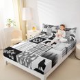 thumbnail image 4 of Manfei Cute Bear Silhouette Twin Sheet Set (3-Piece) Adventure Camper Gray Plaid Microfiber Decor For Kids, 4 of 7