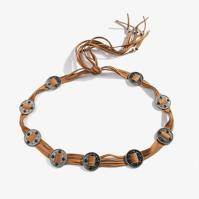 Nvzi Cinturones renacentistas para mujer, cinturones para vestidos, cinturón de estilo bohemio (marrón A)