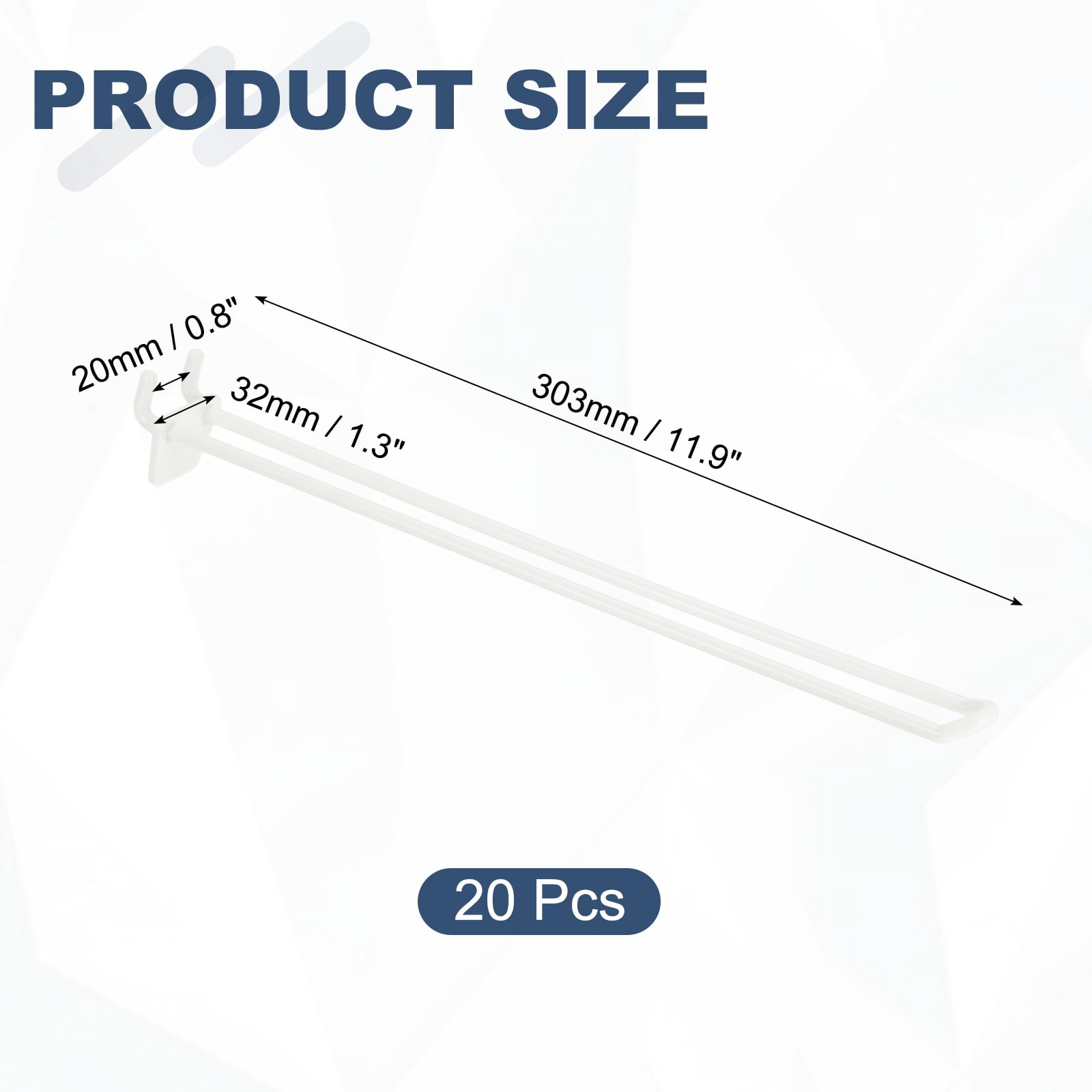 Uxcell 20 Pack Pegboard Hooks, 11.5 Inch Durable Plastic Pegboard Display Hooks Peg Board Organizer Accessories for Kitchen Storage Retail Jewelry Organization Wall Gridwall, White