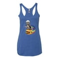 thumbnail image 2 of Funny Graphic Astronaut Cat in Space on Cheeseburger | Womens Cat Lover Premium Tri-Blend Racerback Tank Top, Vintage Royal, Small, 2 of 3