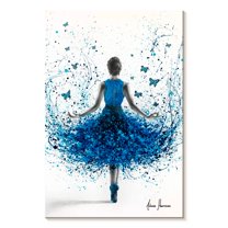 Elephant Stock Butterfly Ballerina Wall Art - Vertical Canvas Wall Art - Living Room Wall Decor - Dance Canvas - Blue And White Decor By Ashvin Harrison - 8" x 12"