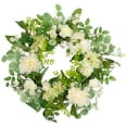 thumbnail image 2 of Northlight Hydrangea and Ranunculus Artificial Floral Eucalyptus Wreath - 23" - Cream and Green, 2 of 9
