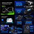thumbnail image 3 of PC Gamer IA Xtreme PC Gaming NVIDIA GeForce RTX 5070 Intel Core i7 14700F 32GB SSD 1TB WIFI Black Alto Desempeño Creativo con IA Integrada, 3 of 6