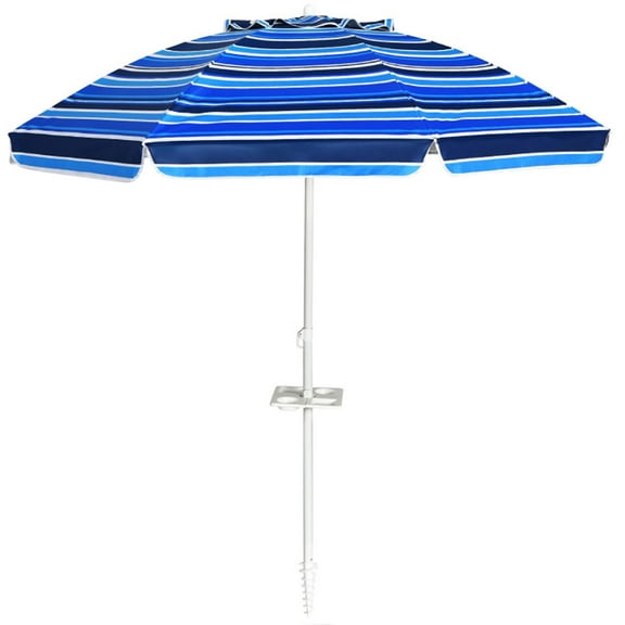 Resenkos 7.2 Feet Portable Outdoor Beach Umbrella with Sand Anchor and Tilt Mechanism-Navy, Patio Offset Umbrella with Easy Tilt Adjustment, Outdoor Hanging Umbrella