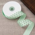 thumbnail image 1 of Nvzi Cinta verde claro con lunares, 2,5 cm x 23,3 metros de largo, ideal para envolver regalos, hacer lazos, coser cintas, como cinta decorativa o para manualidades de San Valentín. 1 unidad., 1 of 5