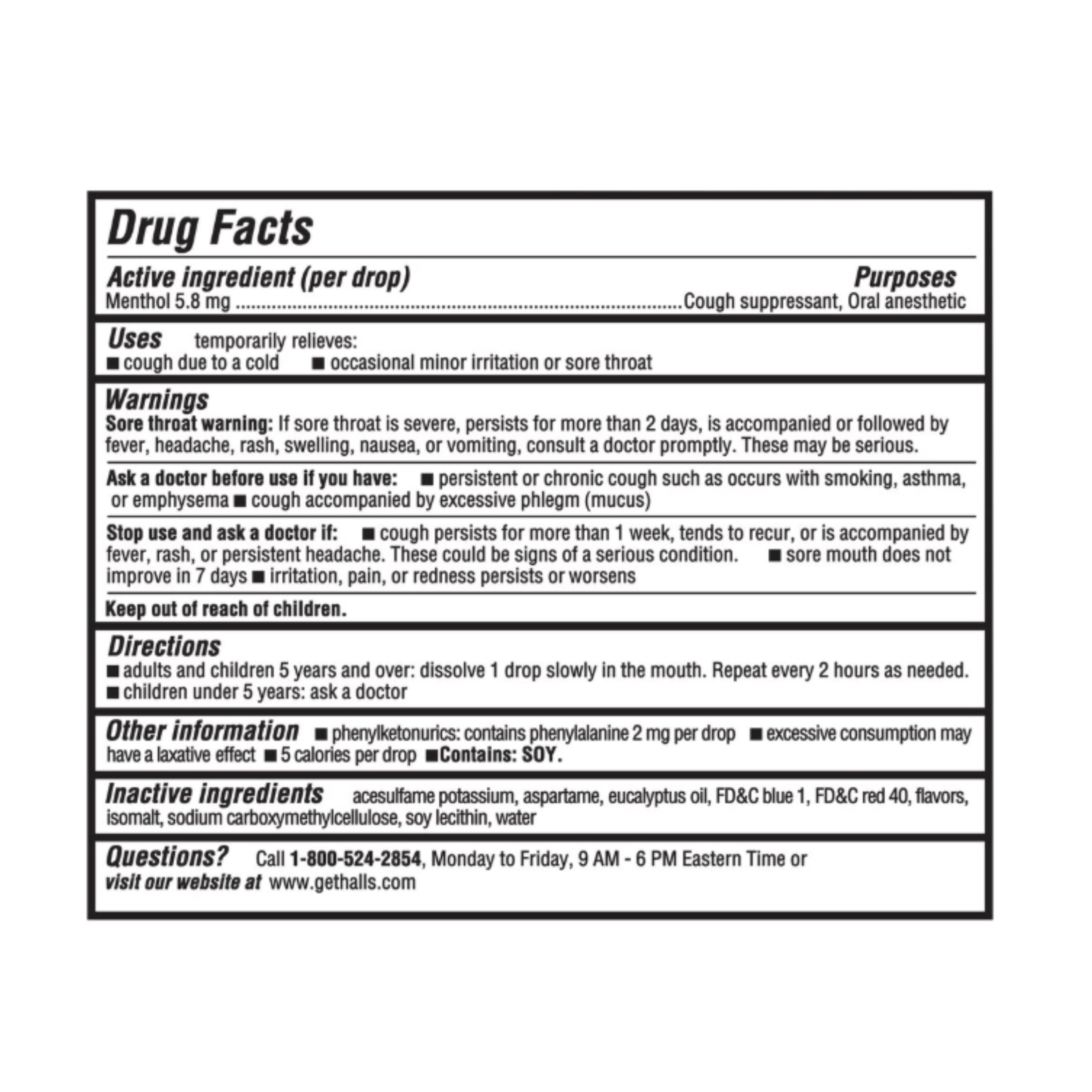 HALLS Relief Mountain Menthol Sugar Free Cough Drops, Economy Pack, 70 Drops - PACK 6