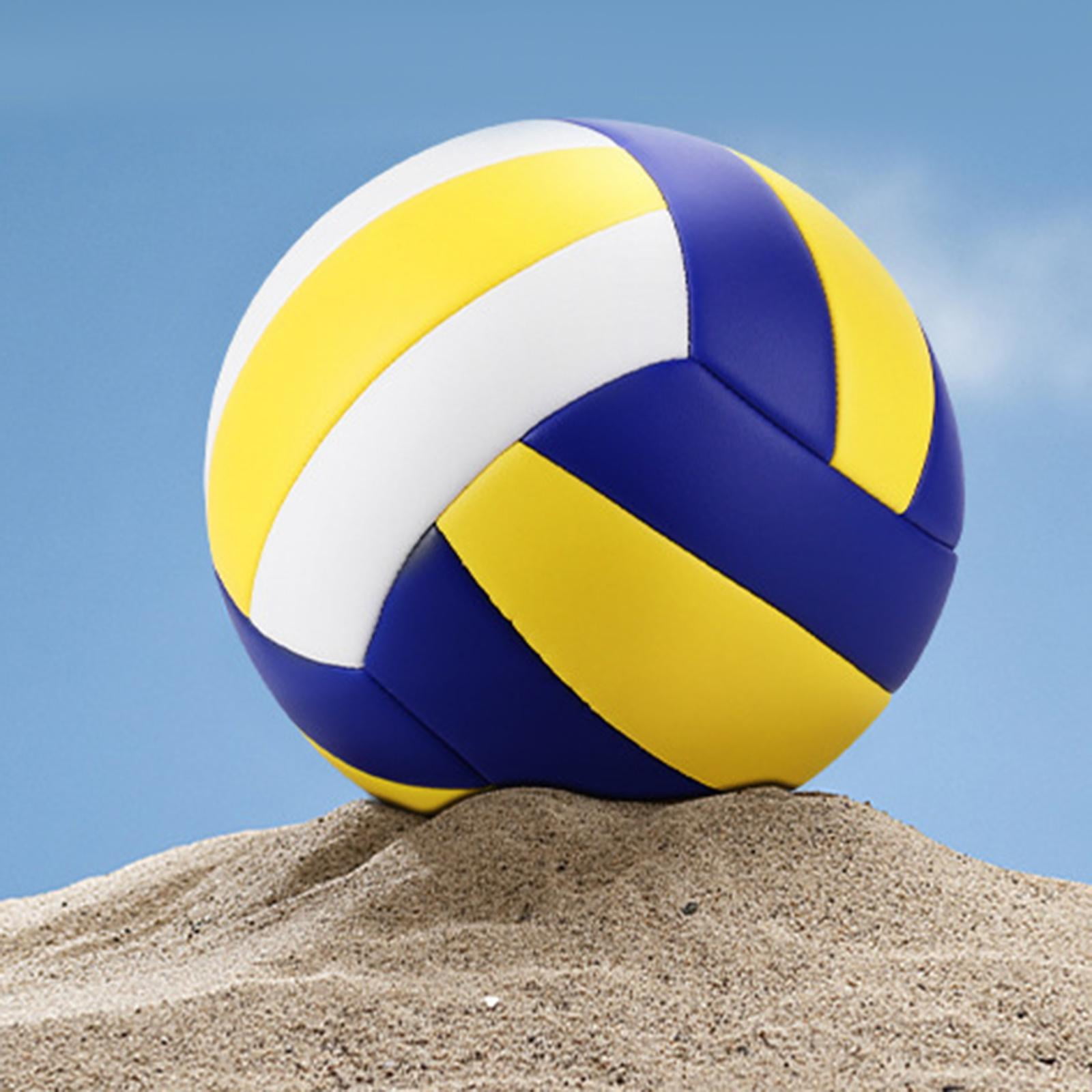Professional Indoor Volleyball PU Leather Outdoor Ball w/ Ball Pump Beach Gym Training play children Beginner Teenager Blue Yellow