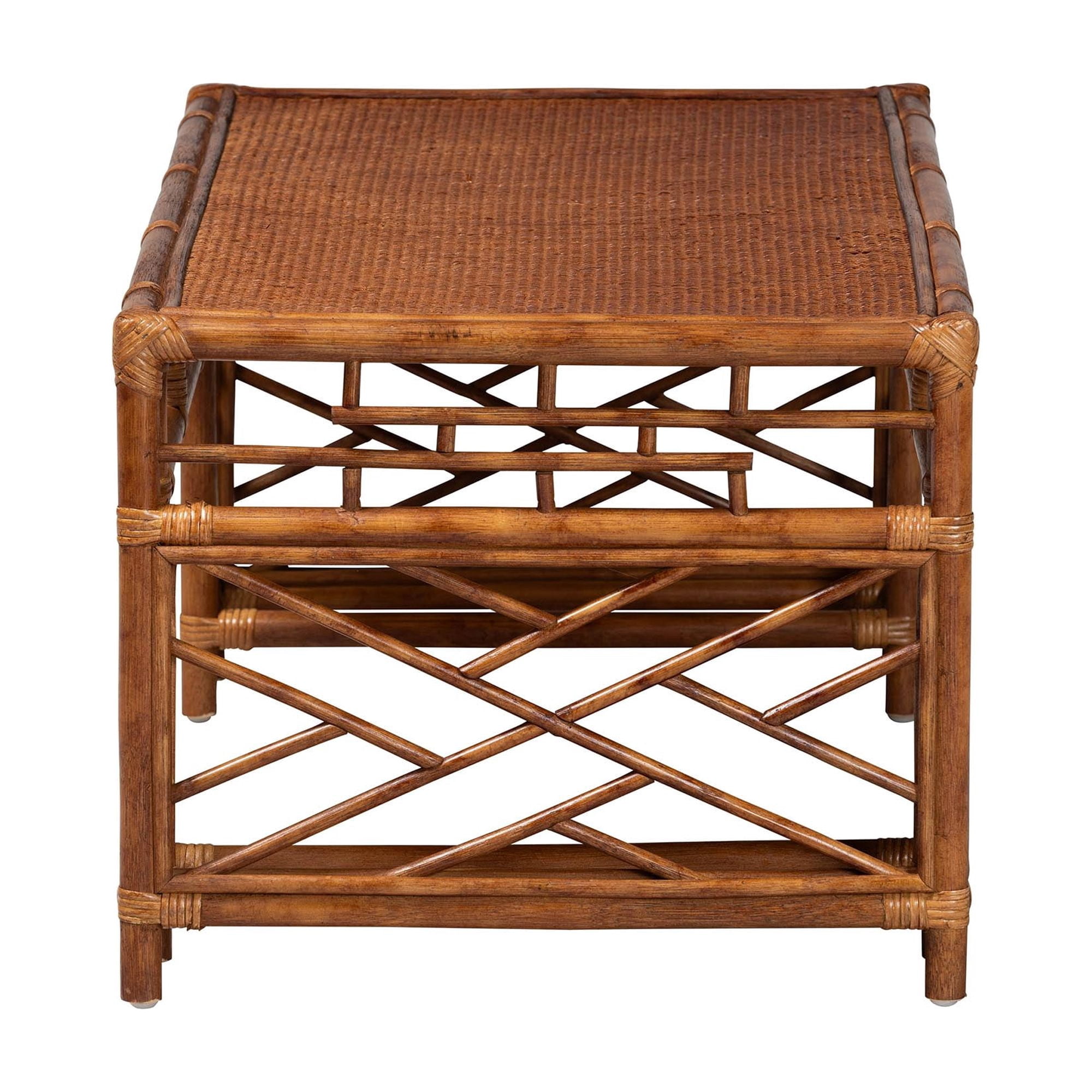 bali & pari Wahid Boho Coffee Table, Marbled Tortoise Brown