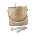 thumbnail image 3 of Cubo de hielo, cubo de cerveza con tapa y pinza, cubo de metal multiusos para bebidas, cubo enfriador de bebidas para fiestas en restaurantes y bufés 3 L de grano de madera, 3 of 9