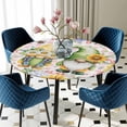 thumbnail image 5 of Elastic Fitted Round Tablecloth, Sunflowers Waterproof Stretch Table Cover for 36"-44" Tables, Spring Gnomes Hydrangea Daisy Flowers Pink Plaid Washable Outdoor Tablecloths for Patio, Picnic, Camping, 5 of 9