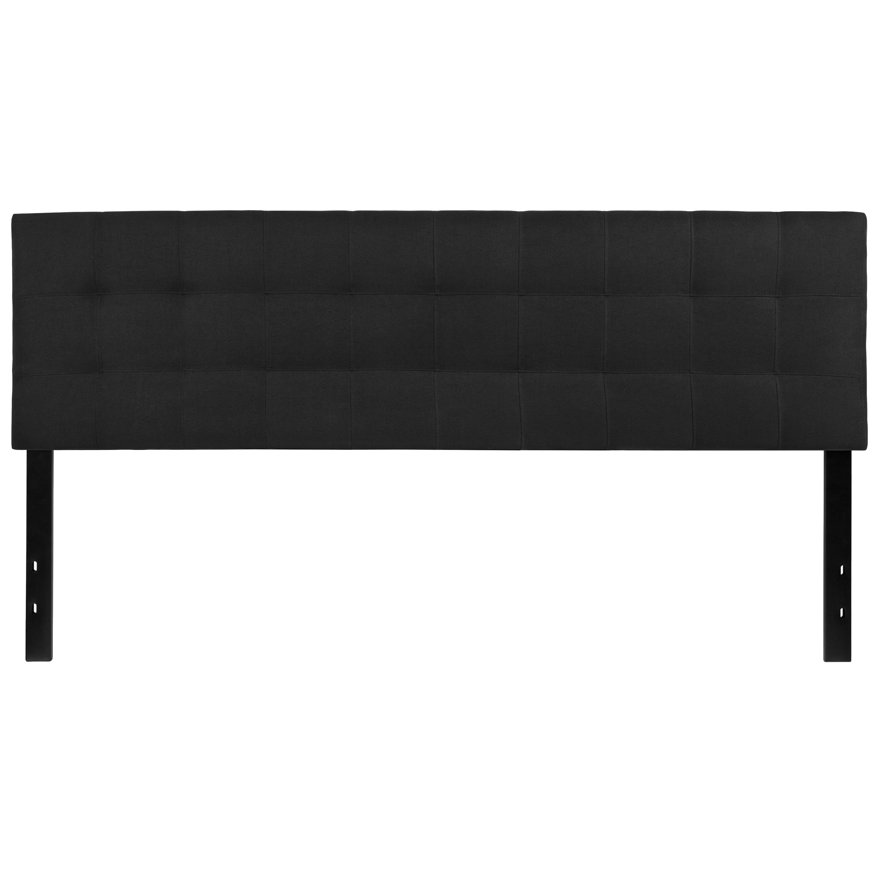 Emma + Oliver Quilted Tufted Upholstered King Size Headboard in Black Fabric