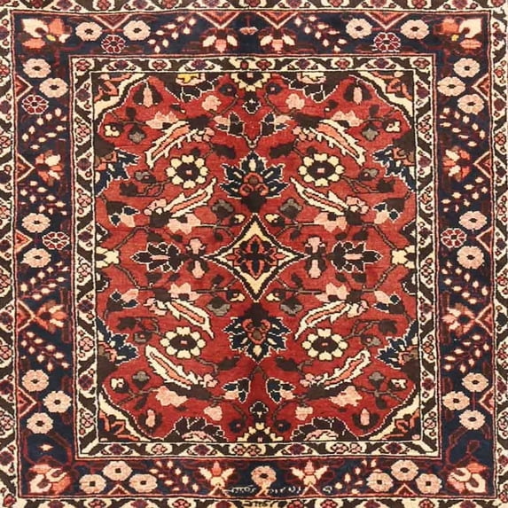 Ahgly Company Machine Washable Indoor Square Traditional Saffron Red Area Rugs, 5' Square