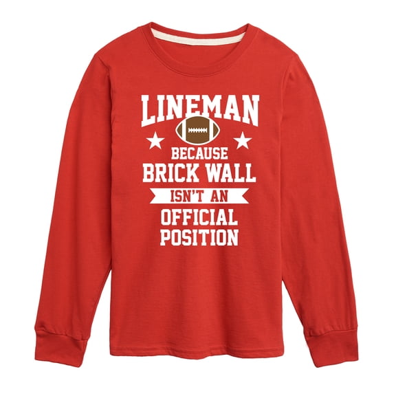 Instant Message - Lineman Brick Wall Position - Toddler & Youth Long Sleeve Graphic T-Shirt