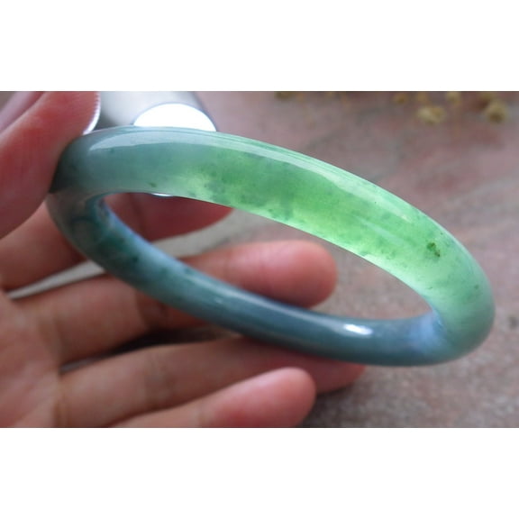 Icy Green Natural A JADE Jadeite Circle Bangle Bracelet 55 mm 680131 TN