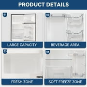 Frestec 3.2 Cu ft Two Door Mini Fridge with Freezer, Grey, E-Star,New,FTC30RE-SS