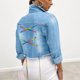 thumbnail image 2 of Moda mujer manga larga Tops prendas de vestir vaquero cuello vuelto chaqueta abrigo Pompotops gfhjh14026, 2 of 5