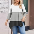 thumbnail image 4 of Qulqfy Spring Tops for Women Plus Size 3/4 Length Sleeve Shirts Crew Neck Swing Tunic Fall Going Out Tops Blouses for Women 4XL, 4 of 5