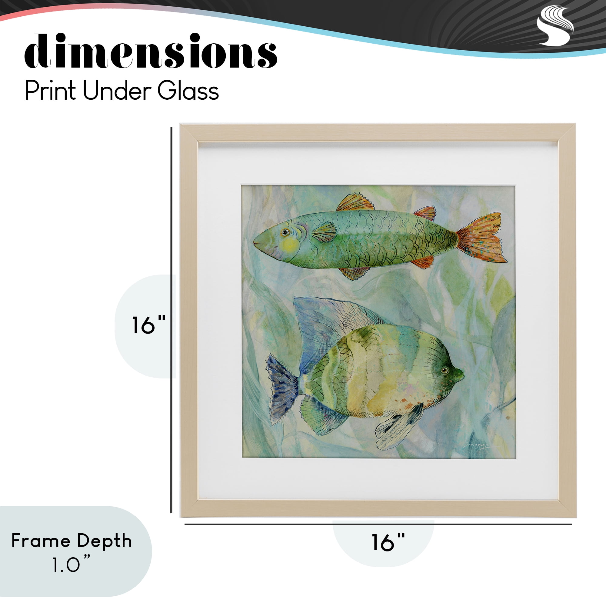 Stupell Industries Sweet Fish Duo Watercolor Birch Framed Print Under Glass, design by Lorenzo Collective