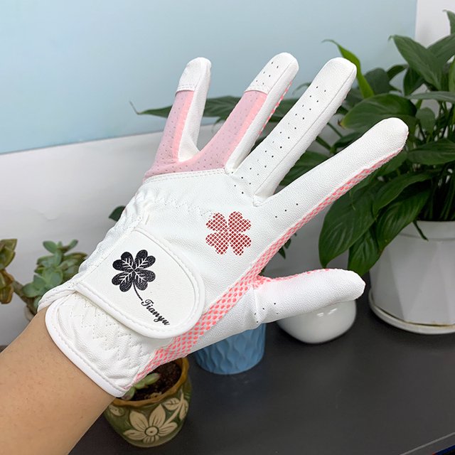 Guantes de golf de piel para mujer, par de guantes de golf antideslizantes con partículas de silicona para mano izquierda y derecha