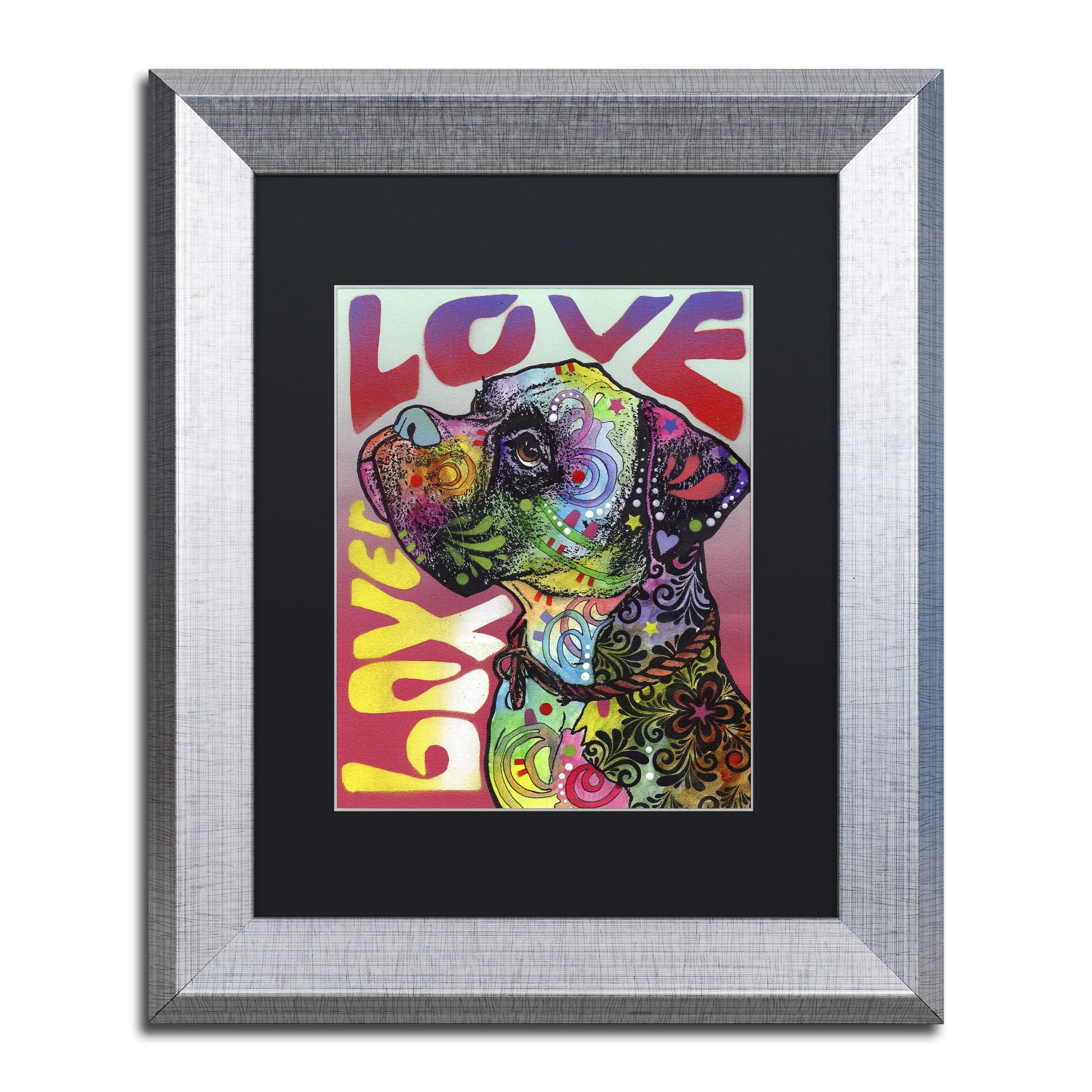 Trademark Fine Art 'Boxer Luv' Canvas Art by Dean Russo, Black Matte, Silver Frame