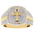 thumbnail image 2 of Forever Jewels 1.50Ct Round Moissanite Men Ankh Cross Engagement Ring 14k Yellow Gold Plated, 2 of 4